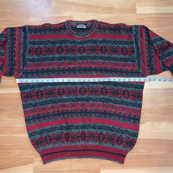 Vintage Pulligan Mohair Blend Red/Gray Southwestern Ugly Grandpa Sweater Large - Picture 6 of 10